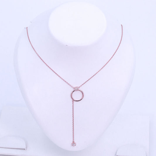 Rose Gold Sophisticated Zircon Ring Chain Pendant