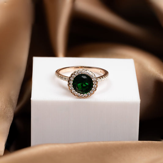 Rose Gold Emerald Solstice Ring
