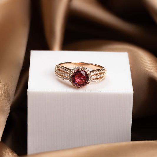 Rose Gold Ruby Starburst Ring