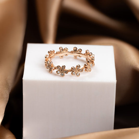 Rose Gold Daisy Bloom Band Ring