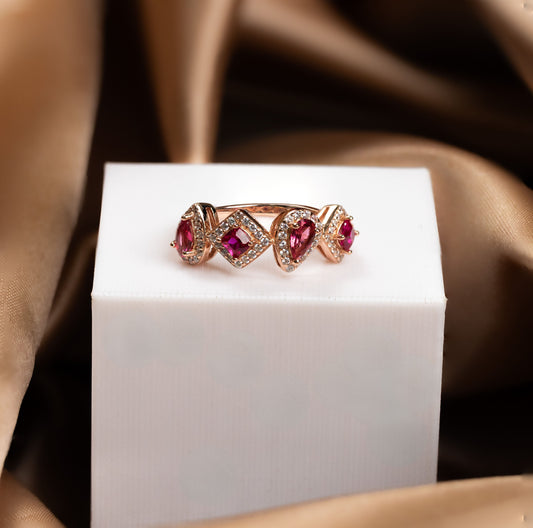 Rose Gold Gemstone Duet Ring