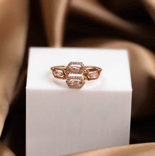 Rose Gold Hexa Quartet Ring