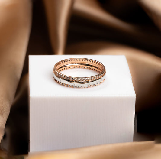 Rose Gold Two Tone Spark Band Ring