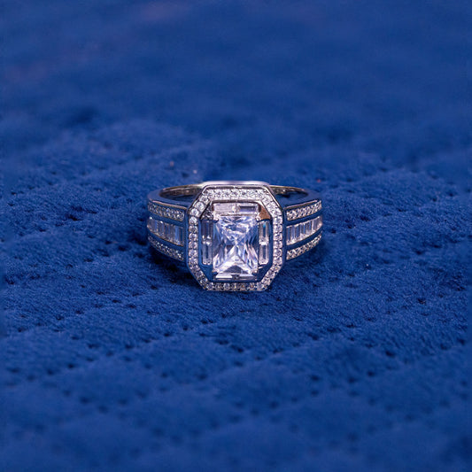 Silver Majestic Glacier Solitaire Ring