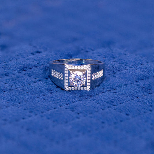 Silver Vanguard Gem Solitaire Ring