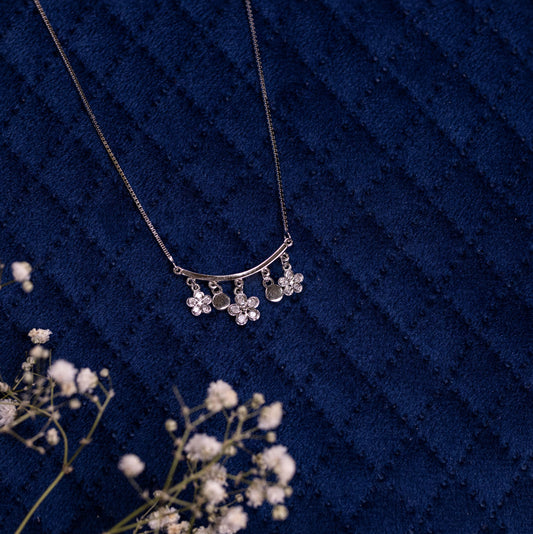 Silver Dangling Flowers Chain Pendant