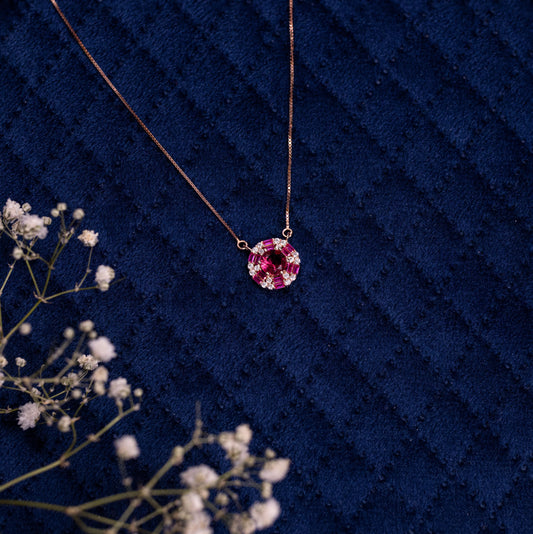Rosegold Royal Ruby Gleam Chain Pendant