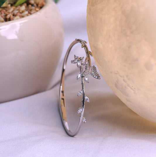 Silver Butterfly Bloom Cuff/Kada