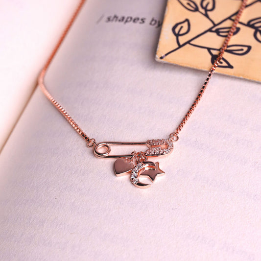 Rose Gold Celestial Pin Chain Pendant