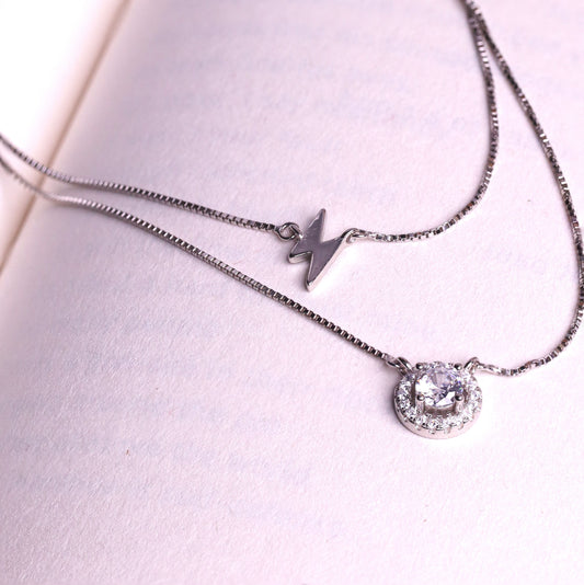 Silver Solitaire Flash Chain Pendant