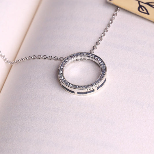 Silver Zircon Ring Chain Pendant