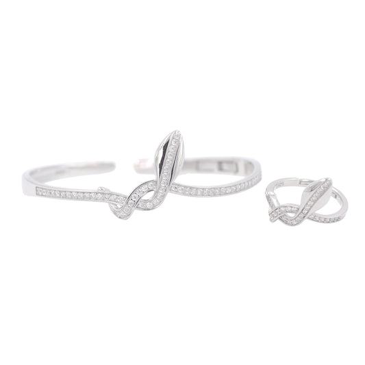 Silver Serpent Glow Cuff/Kada With Ring Set