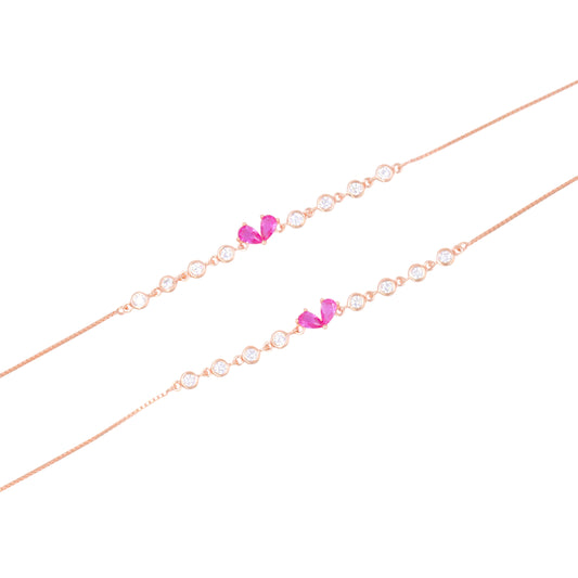 Rose Gold Crimson Bloom Anklet / Payal