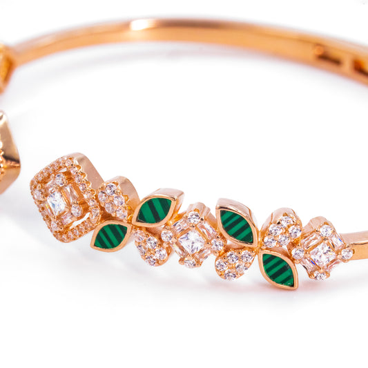 Rose Gold Shimmering Bliss Cuff/Kada With Ring Set