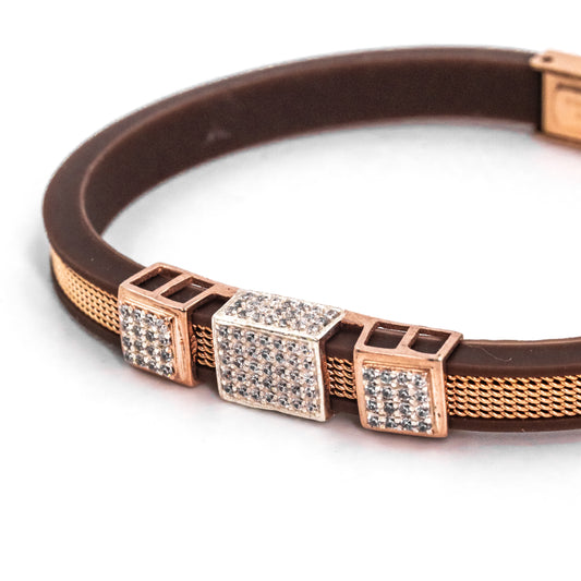 Silver Brown Silicon Cuff/Kada