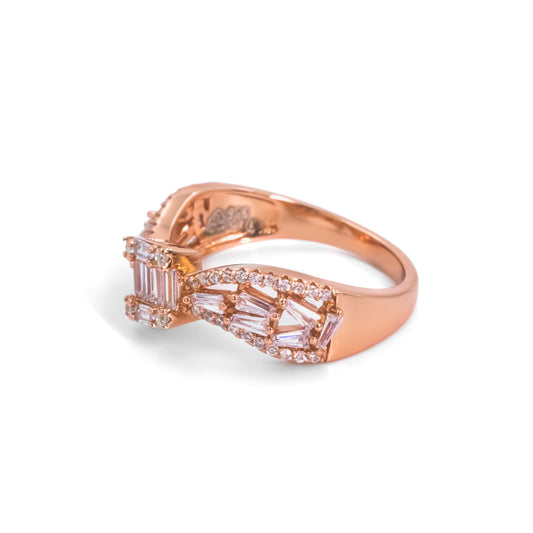 Rose Gold White Stone Statement Ring