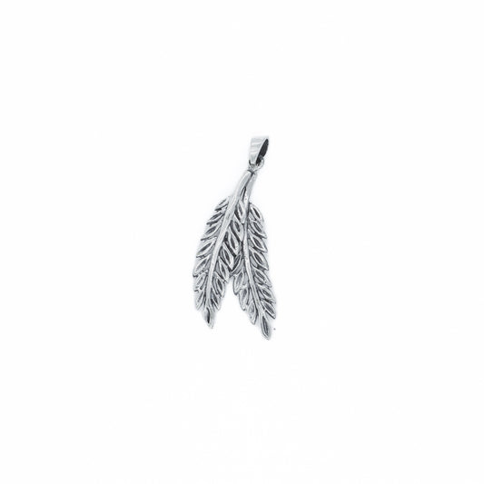 Silver Elegant Twin Feather Pendant