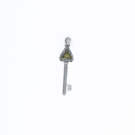 Silver Evil Eye Key Pendant