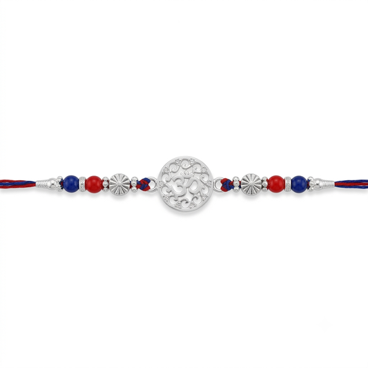 Designer OM Silver Rakhi