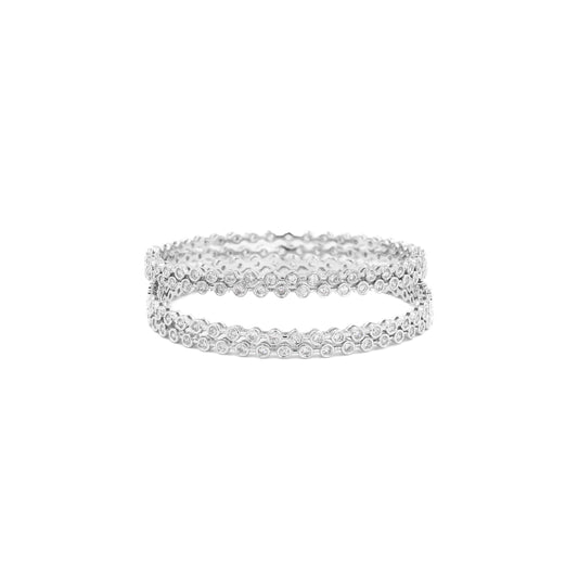 Silver Elegant Solitaire Bangle