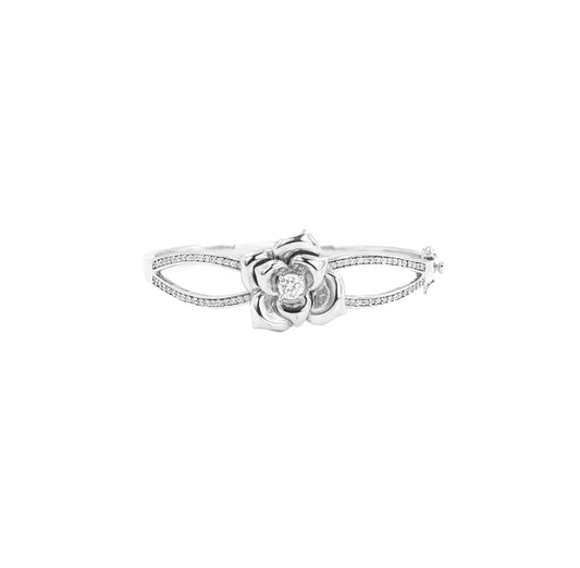 Silver Majestic Rose Cuff/Kada