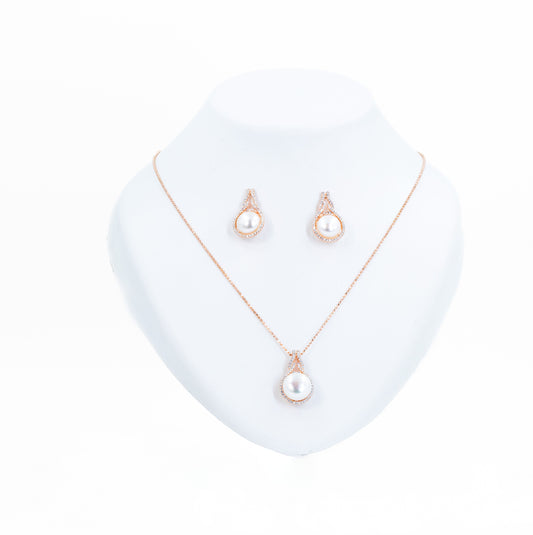 Rose Gold Eternal Pearl Pendant Set