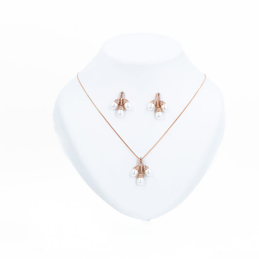 Rose Gold Pearl Trifecta Pendant Set