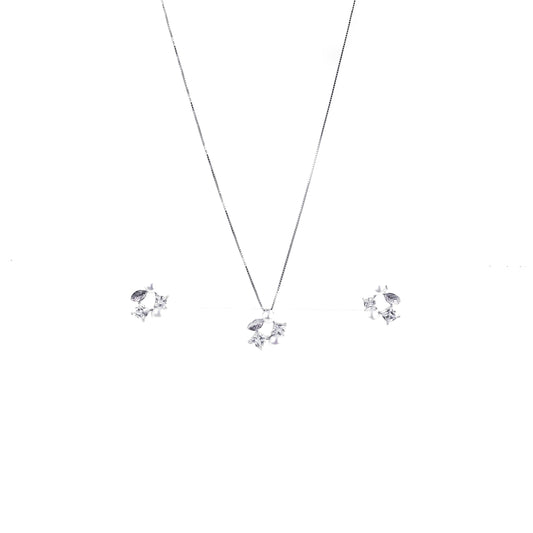 Silver Aurora Leaf Pendant Set