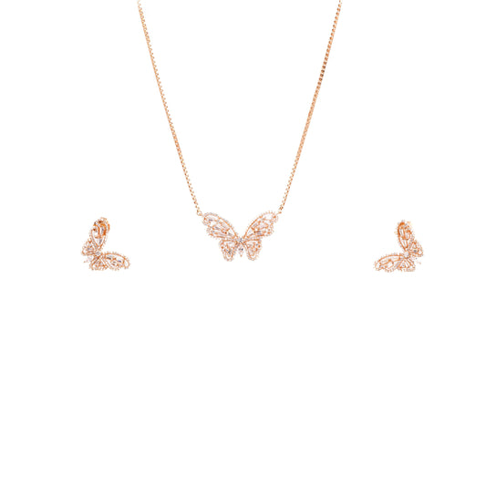 Rose Gold Twilight Wings Pendant Set