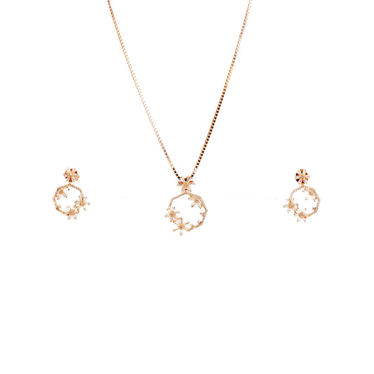 Rose Gold Orchid Blossom Pendant Set