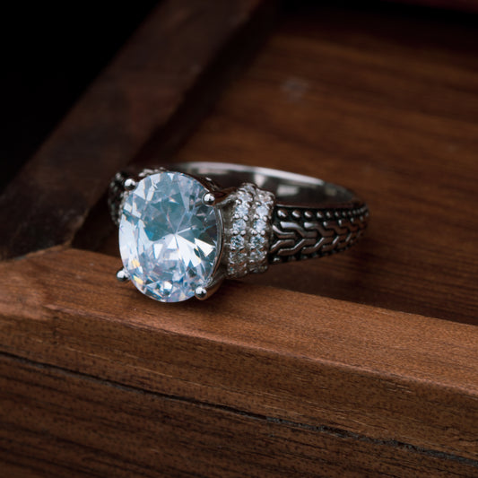 Silver Solitaire Serenity Ring