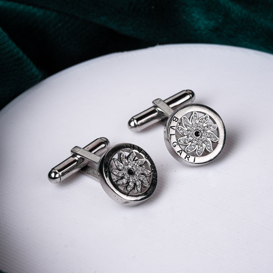 Silver Whirling Flower Cufflinks