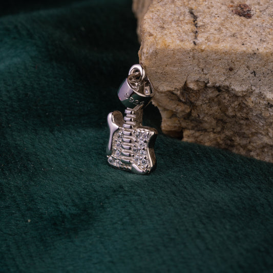 Silver Cute Mini Guitar Pendant