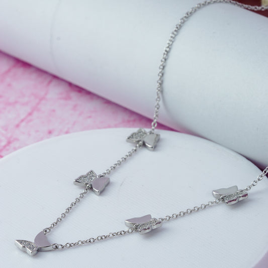 Silver Fluttering Butterfly Charm Chain