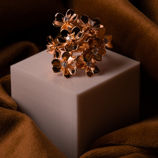 Rose Gold Flower Basket Ring