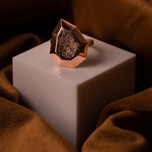 Rose Gold Carved Drop Ring