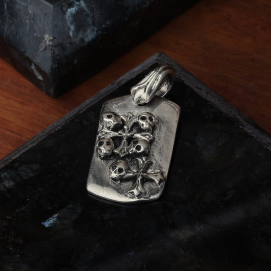 Silver Embossed Skull Pendant