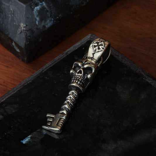 Silver Skull Key Pendant