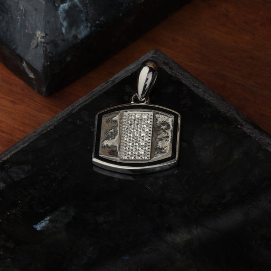 Silver Precision White Stone Pendant