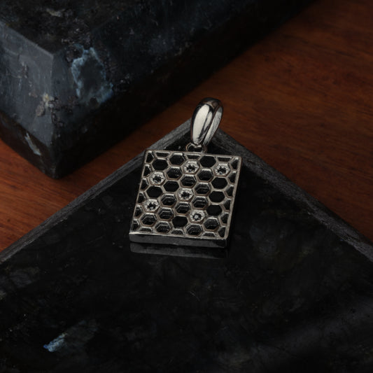 Silver Geometric Hexagon Pendant