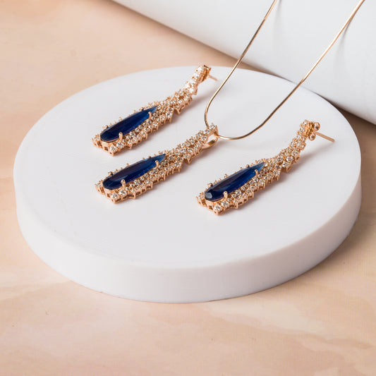 Rose Gold Sapphire Azure Pendant Set