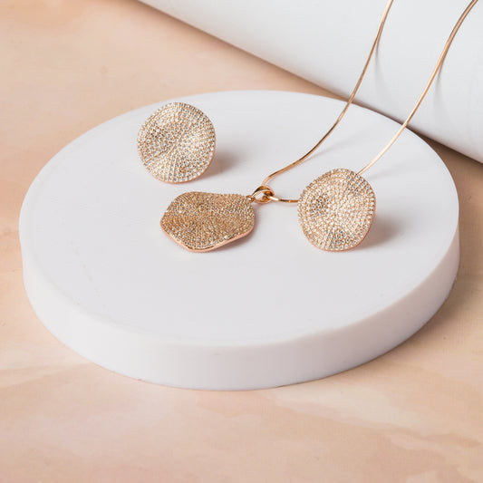 Rose Gold Diamond Circle Pendant Set