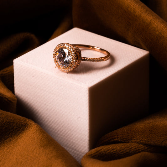Rose Gold White Stone Elegance