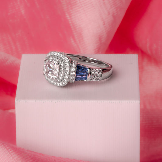 Silver Blue Gem Radiance Ring
