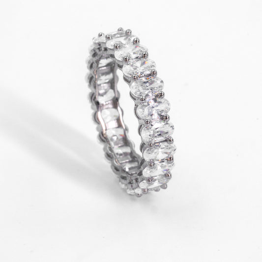 Silver Moon Beam Band Ring