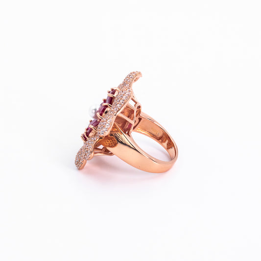 Rose Gold Pearl Blush Blossom Ring