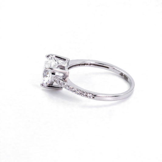 Silver Heart Stone Ring