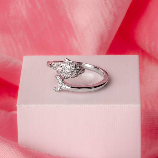Silver Dolphin Charm Ring