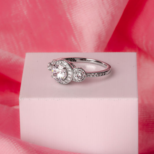 Silver Three Stone Charm Ring