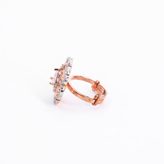 Rose Gold Floral Frost Gem Ring